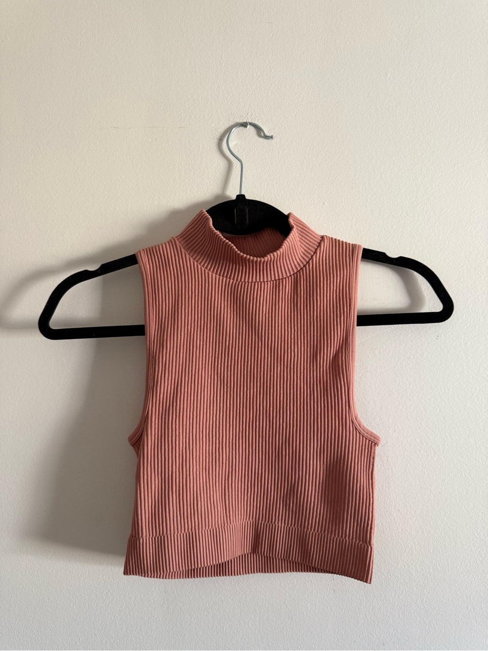 Babaton Ribbed Mock Neck Sleeveless Top - Dusty Rose Colour